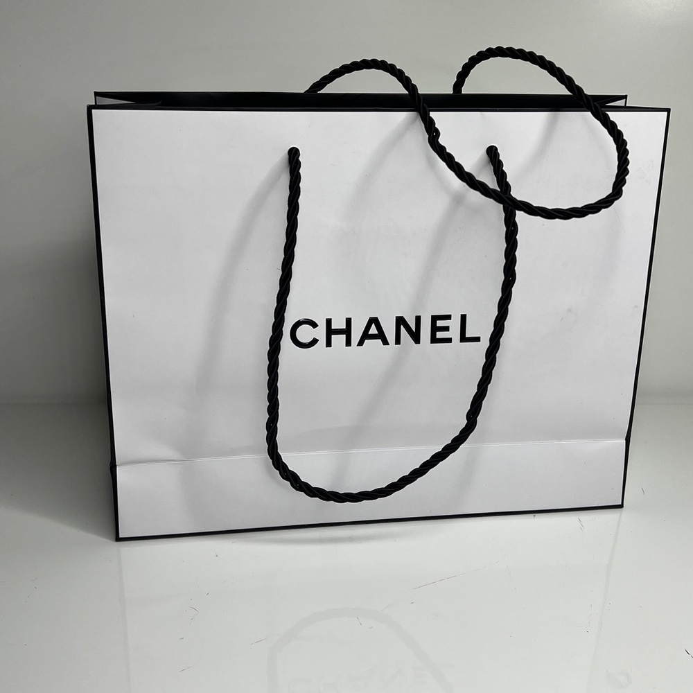 Chanel Paper Shopping Gift Bag Black Rope Handles 10” x 7.75” x 2.75”